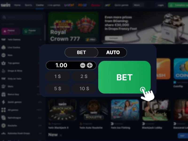 Screenshot of the 1Win betting interface