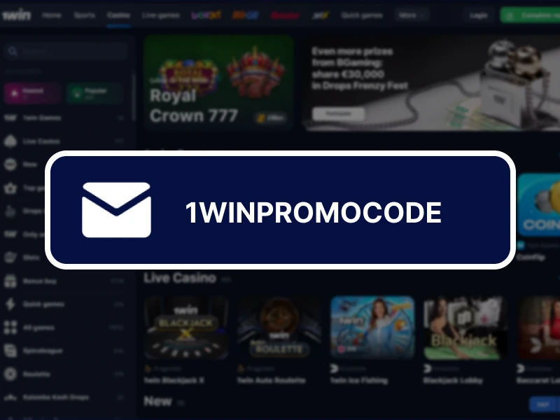Screenshot of the official 1win Tanzania website in the background, with a promo code banner in the foreground