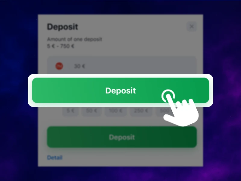 Screenshot of the deposit confirmation page on 1Win showing Deposit button